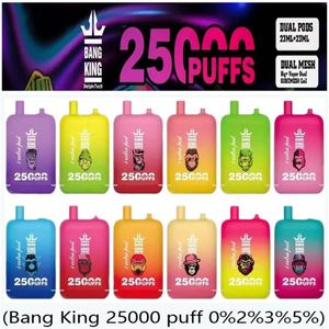 Big Puff Bang King 25000 Puffs Do jednorazowe ładowanie Vape Papieranki 25k Puff Mesh Cewka 23 ml*2 E-Liquid 25K Vaper 0%2%3%5%Darmowe elektroniczne papieros elektroniczny