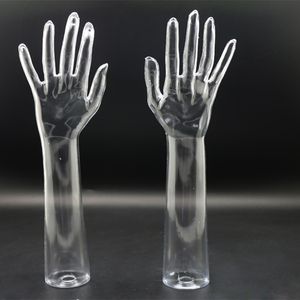 New 1pair Female Transparent Mannequin Hand Display Base Women Gloves Ring necklace earring Jewelry Model Stand