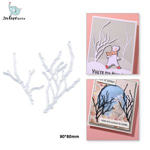 InLovearts 2PCS Tree Oddział Ramka Metalowa stal Cuties Dekatyczne karty papierowe wytłaczanie szablonów do majsterkowania do scrapbookingu