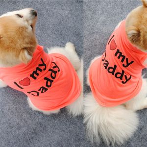 BONITO EU AMO MY MOM MOMMY Papai Dog Roupas Comfort Pet Costume Vest Puppy Cats Casas Roupas para T-shirt Pet Supplies