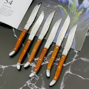 Hammer Blade Laguiole Steak Knife With Rose Wood Bolster Handle Dinner Knives Steak Knifes Wood Cutlary Korean Dinner Set