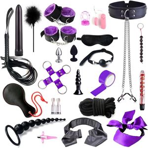 BDSM Kısıtlamaları Seks Oyuncakları 25 PC BAĞLANTISIZLAR SET Fetiş Yatak Kısıtlamaları Yeni Başlayanlar için, Çete Topu Oyunu, Vibratör Masajcıları, Bonaj Kiti Çiftler Seks