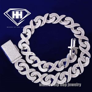 HipHop -Rapper Moissanit Kubaner Kette Infinity Link 18mm S925 Sterling Silber Baguette geschnittene Moissanit Custom Cuban Halskette