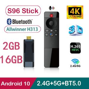 Control S96 Smart TV Stick Android 10 AllWinner H313 4G 5G Wi -Fi Voice Direte Control BT 5.0 UHD 4K 3D H.265 2GB 16GB TV BOX IPTV