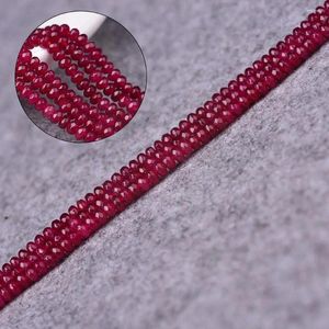 Decorative Figurines 4MM Natural Brazilian Ruby Faceted Round Loose Beads Gemstone Stone Necklaces For Women M2I0