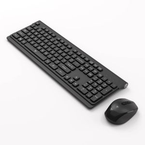 コンボ2.4Gワイヤレスキーボードマウスセットロシアのコンパクトフルサイズの薄いキーボードと2400DPI光学サイレントマウスローノイズキー