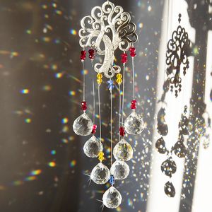 Hanging Crystal Lighting Ball Pendant DIY Tree Of Life Pendant Crystal Ball Sun Catcher Crystal Ball Prism for Outdoor Home