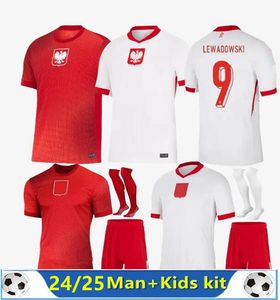 2024 Polen Soccer Trikots Männer Kinder Kit Polonia 2025 Lewandowski Zielinski Milik Zalewski Szymanski Polnisch Fußball -Trikot Polen Uniform Boy 24 25 Pologne Bednarek