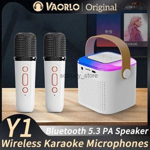 Microfones Portable Wireless Dual Microphone Karaoke Machine Bluetooth PA Högtalare KTV DSP System Hifi Stereo RGB Color LED Lightq