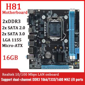 Motherboards H81 Motherboard 16 GB I/A -Schnittstelle Microatx LGA1150 PC Hauptplatine Support SATA 3.0 PCI Express X16 X1 M.2 NVME/NGFF Slot