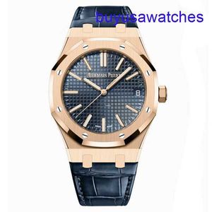 AP Movement Write Watch Royal Oak Series 15510or Rose Gold Blue Plate Automatisk mekanisk herr Fashion Casual Business Timespiece