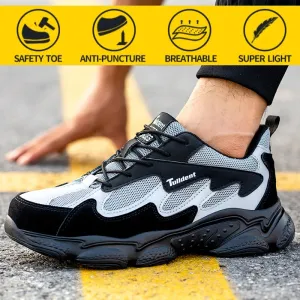 Сапоги комфорт для обуви Новые мужчины Безопасные ботинки стальные рабочие кроссовки дышащие резиновые подошвы.