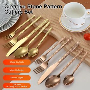 Dinnerware Sets Tableware Set Stainless Steel 5 Colors Fork Spoon Utensils Kit Party Western Steak Knife Flatware Cutlery For Kitchen