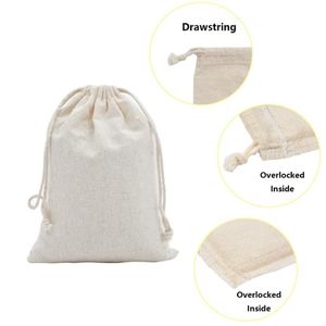 Embrulhado de presente 50pcs Double Drawstring Calico algodão bolsas de musselina para festa de casamento Bolsa de bolsa Bolsa de embalagem Whole235G