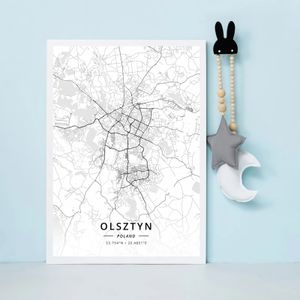 Olszttyn City Map Multicoly Print Wall Art Canvas Malerei Poster Wohnzimmer Wohnkultur
