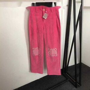 Frauenhose Capris Designer Frühling/Sommer Neues Nanyou Double Knie Muster Corduroy High Taille Vielseitig vielseitig