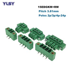 30st Pitch 3,81 mm skruvplugin PCB Terminal Block pluggbar kontakt Male/kvinnlig morsettiera 2 ~ 10pin 15edgkm+VM/RM Bornier