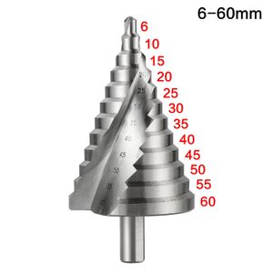 6-60mmステップドリルビットスパイラルグルーブパゴダホールカッターメタルシートコーンドリルビット三角シャンクステップホールオープナーリーマー