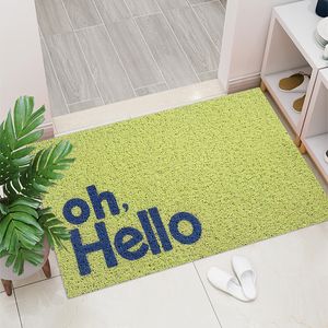 Hello Doormat Japanese and Korean Style Coil Door Mat PVC Non-Slip Backing Dust Removal Entrance Personalized Floor Mat