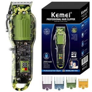 Trimmers Original Kemei Justerbar hårtrimmer för män Professionell Barber Hair Clipper Electric Beard Hair Cut Machine 8W uppladdningsbar