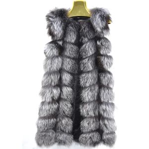 Sweatshirts Autumn and Winter Women's 90cm Vest, Real Fur, Natural Fox, Sier Fox, Detachable Fashion, Warm, Thick and Beautiful