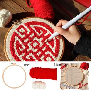 Lucky Poke Brodery Kit broderi Hoop Needle Punch Needle Thread Cross Stitch Kit för nybörjare Diy Crafts Sy Accessory