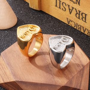 Stainless Steel Heart Shape Casting Ring Gold Plated Women Mother Jewelry Gift