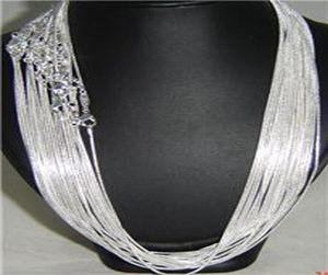 Partihandel 100 st 925 Sterling Silver 1mm Chain Necklace For Women Men smycken 16 tum 18 tum, 20 tum, 22 tum, 24 tum kan väljas8909802
