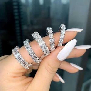 Band Rings Fashion Brand Eternal Ring 925 Sterling Silver Mosonite CZ Engagement Wedding Ring Mens Finger Party Jewelry J240410