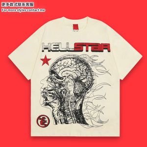 Camisetas masculinas Hellstar 2024 SS T-shirt Brand Front and Back Impresso Mens e Mulheres de Mulher curta