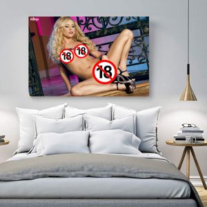 Vuxen Erotics Affischer Sexig Blond Girl Boobs Pussy Nudes Bild HD Print Wall Art Canvas Målning för hemmet vardagsrum