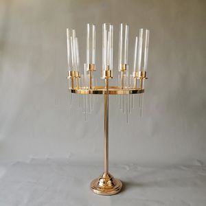 6set Metal Candlestick Candelabra Candle Holders Stands Wedding Table Centerpieces Flower Vases Road Party Decoration