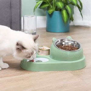 500Ml Automatic Cat Bowl Water Dispenser Water Storage Pet Dog Cat Food Bowl Food Container with Waterer Pet Waterer Feeder