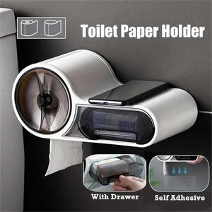 Toilet Paper Holders Self Adhesive Toilet Paper Holder Multifunction Bathroom Stand Wall Mount Toilet Paper Holder Phone Holder Storage Box 240410