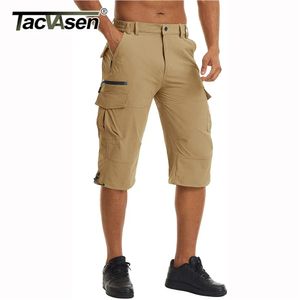 TACVASEN Mens Cargo Work Shorts Quick Dry 34 Length Pants Multipockets Knee Length Trousers Summer Board Beach Shorts 240402