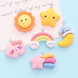 20PCSかわいい星ムーンレインボークラウドクラウド樹脂ネックレスブレスレットDIYペンダントイヤリングキーチェーンファッションジュエリーアクセサリー