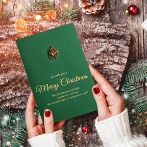 Gold Embossed Christmas Card Greeting Cards Merry Xmas Party Invitations Letter Greeting Cards with Envelope Stickers Decoration