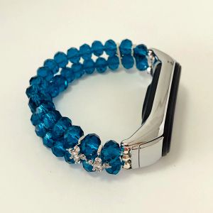 Women Watch Armband für Mi Band 7 6/5 Riemenersatz Band für Xiaomi Mi Band 4/3 Uhrenbandkristall Perlen elektrische MiBand Blau