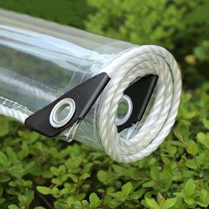 Tarpaulin Transparent Waterproof PVC Plastic with Eyelets for Garden Furniture Plant Greenhouse Pet Hutch Roof Covered Rainproof