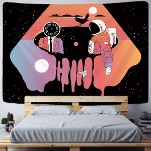 Sci-Fi Futuristic Astronaut Abstract Home Decor Home Decor de tapeçaria pendurada em salas boho decoração folhas hippie tapetes de praia