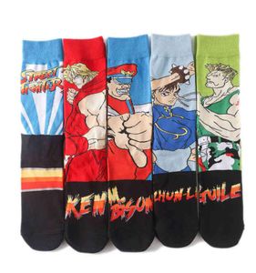 5 coppie Serie di combattenti da uomo Cartoon Street Fighting Anime Socks2909461