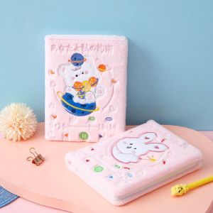 Notatniki Śliczne niedźwiedź pluszowy notatnik dla dziewcząt kawaii wisiant klęcznik furry rabbit notatnik codzienny planner dziennik kutas