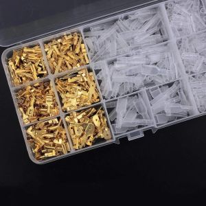 100pcs 2.8mm 4.8mm 6.3mmプラグスプリング女性男性スペードコールドクリンプターミナルコネクタカースピーカー電気ワイヤーコネクタセット