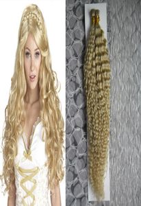 613 BLEACH Blond hårförlängningar kinky curly keratin i tips hårförlängningar 100g 1gstrand 100s capsules mänskligt hår blond8210542