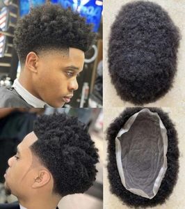 Afro Kinky Curl Mens Perücke Indian Virgin Remy Human Hair Ersatz 4mm Full Lace Toupe für Basketbass -Spieler und Fans schnell expre5024314