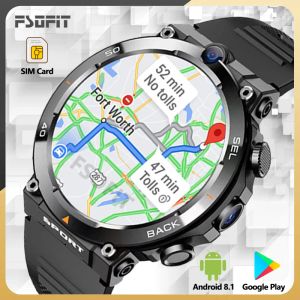 Relógios Câmera dupla 4G Rede SIM CARD SMART RISK 1,39 polegada GPS WiFi NFC Rugged 64Grom Google Play IP67 Android Men Women Smartwatch