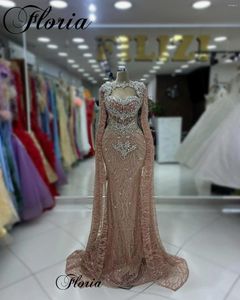 Платья по взлетно -посадочной полосе Dubai Vintage Celebrity с кристаллами с длинными рукавами Формальная вечерняя русалка vestido mujer elegante красная ковровая дорожка