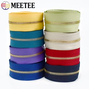 1/2Meters 3# zipper in metallo con cursore denti in oro con zipstro per la riparazione della cerniera per borsetta per la borse