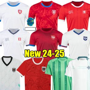 Tjeckien 2024 Soccer Jerseys Schweiz 24 25 Österrike Hem 2025 Sportfotbollsskjortor Sportkläder Serbien Camisola Euro Cup bort Nordirland Rödvit