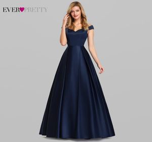 Navy Blue Satin Evening Kleider immer hübsch EP07934NB Aline Vneck Elegante formelle lange Kleider Vestidos de Fiesta de Noche 2020 C9451003